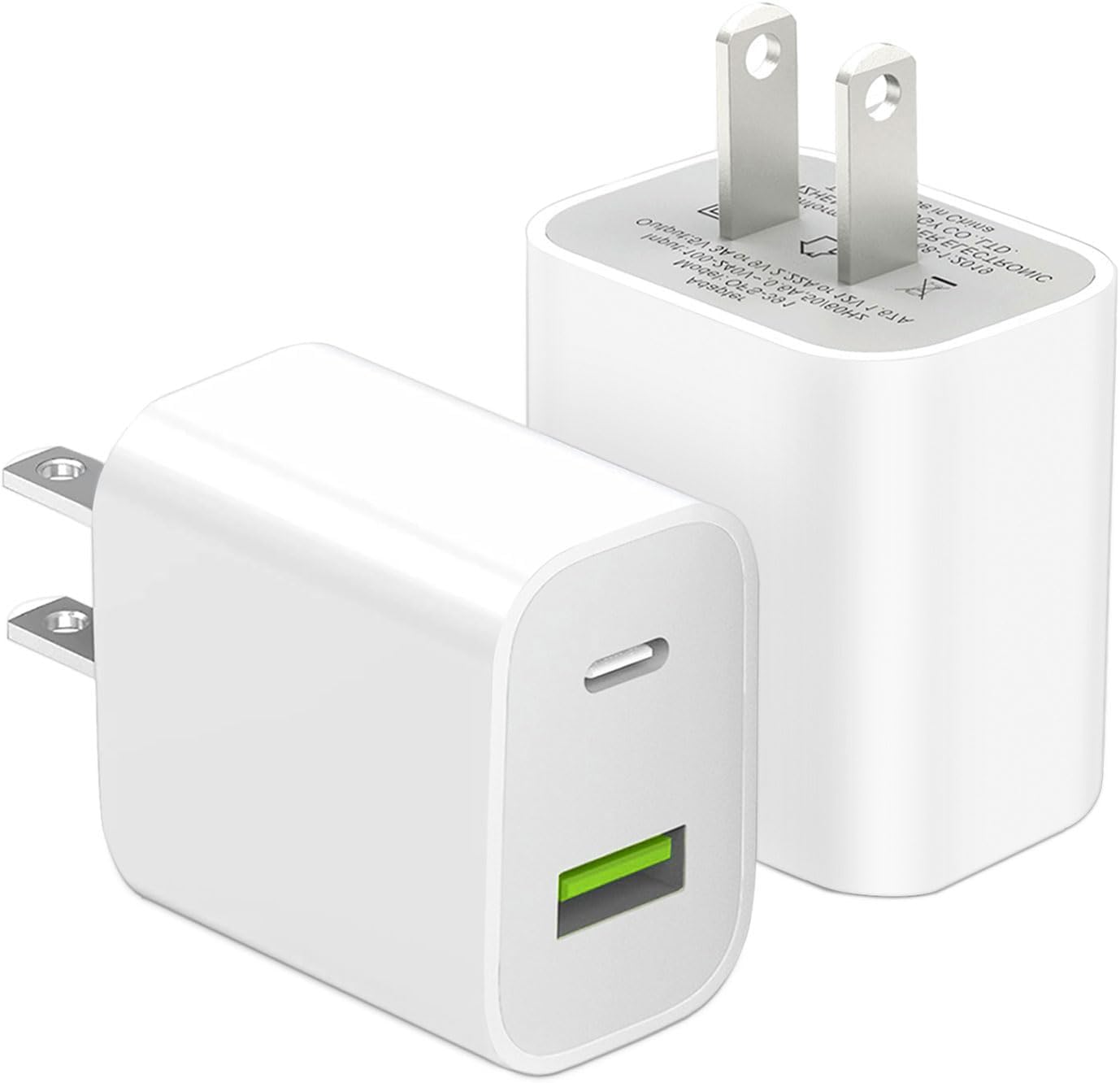2 Pack USB C Charger Block, Dual Port Type C Wall Charger Fast Charging 20W Power Adapter Cube for iPhone 14/14 Pro/14 Pro Max/14 Plus/13/12/11