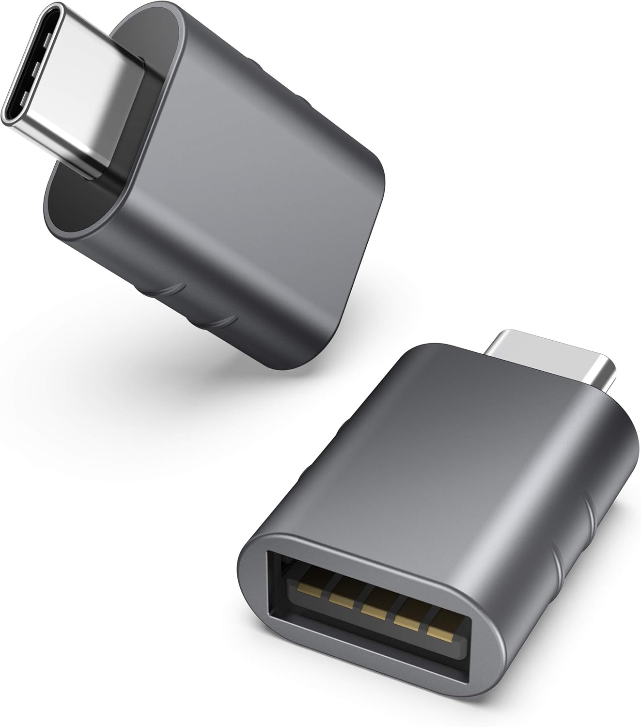 USB C to USB Adapter Pack of 2 USB C Male to USB 3.0 Female Adapter Compatible with MacBook Pro Air 2024, Microsoft Surface, iPad,Samsung Notebook, Dell XPS and More Type C Devices,Space Grey