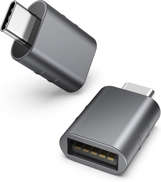 USB C to USB Adapter Pack of 2 USB C Male to USB 3.0 Female Adapter Compatible with MacBook Pro Air 2024, Microsoft Surface, iPad,Samsung Notebook, Dell XPS and More Type C Devices,Space Grey